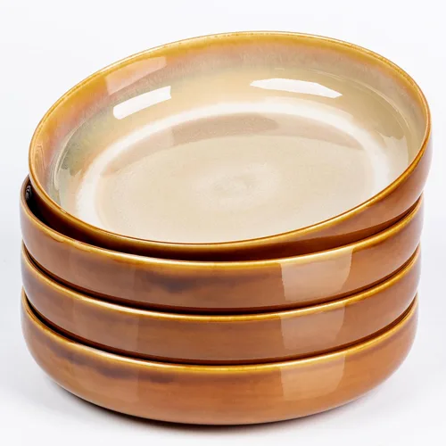 Vista 8 de LERATIO Tazones grandes de cerámica para pasta de 8.5'', tazones de 36 oz para servir pasta, juego de 4 para cocina, tazones anchos para fruta