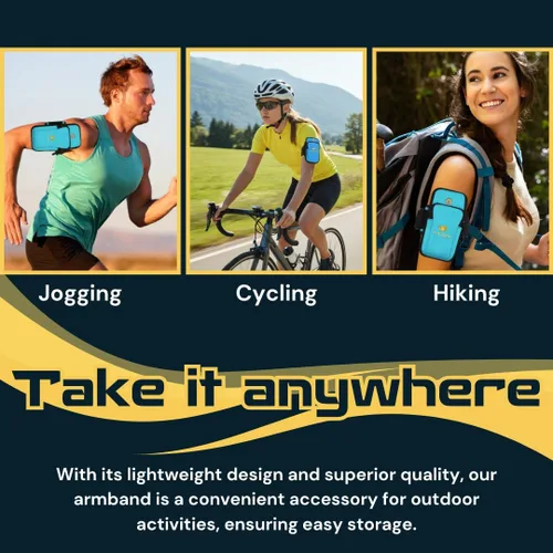 Vista 9 de Fitizen - Brazalete de teléfono para correr, color azul cielo, ajustable, resistente al agua, para iPhone y Android, para el ciudadano activo