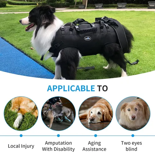 Vista 5 de Arnés de elevación para perros, soporte y rehabilitación con cabestrillo ajustable acolchado y transpirable Arnés de elevación para perros