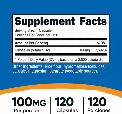 Vista 2 de Nutricost Vitamina B2 (riboflavina) 100 mg, 120 cápsulas, sin gluten y sin OMG (paquete de 2)