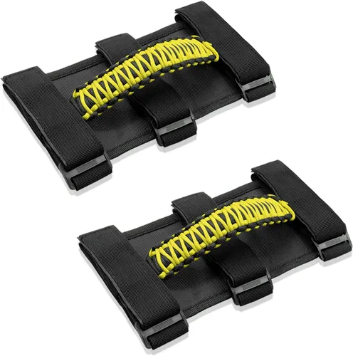 Vista 12 de 2x Asas de Agarre de Barra Enrollable para Jeep Wrangler YJ TJ JK JKU JL JLU Sports Sahara Freedom Rubicon Unlimited X Gladiator JT 1955-2022 Negro