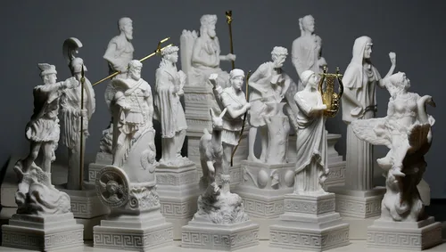 Vista 6 de Conjunto de 12 esculturas de estatua de alabastro de 12 dioses olímpicos griegos