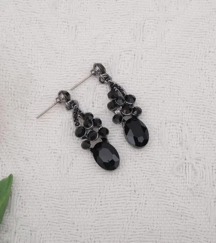 Vista 5 de Juego de joyas de boda de cristal de forma ovalada para novias, damas de honor, collar y aretes, pulsera, anillo de compromiso, accesorio de disfraz
