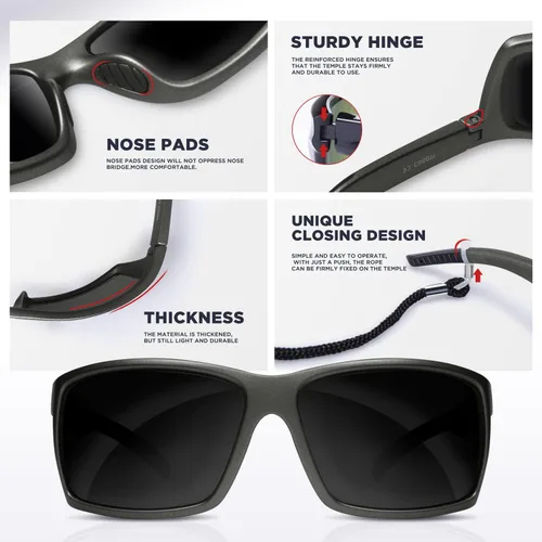 Vista 3 de RIVBOS Polarized Sports Sunglasses Driving shades For Men TR90 Unbreakable Frame RBS863