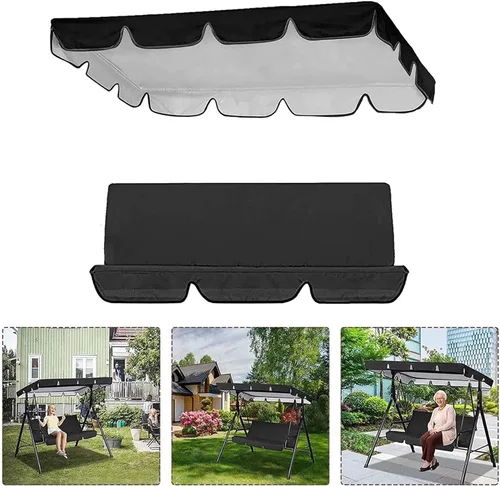Vista 6 de Juego de fundas de repuesto para columpio de toldo, juego de repuesto para columpios de 2/3 plazas, protección para todo tipo de clima, columpios