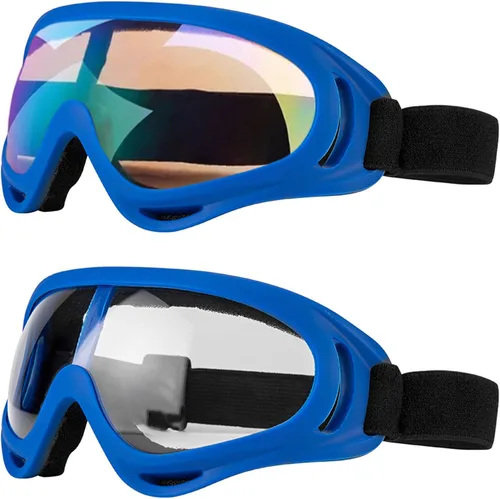 Vista 8 de LJDJ Gafas de motocicleta – Juego de 2 gafas – Dirt Bike ATV Motocross anti-UV ajustable para montar fuera de carretera protección combate táctico