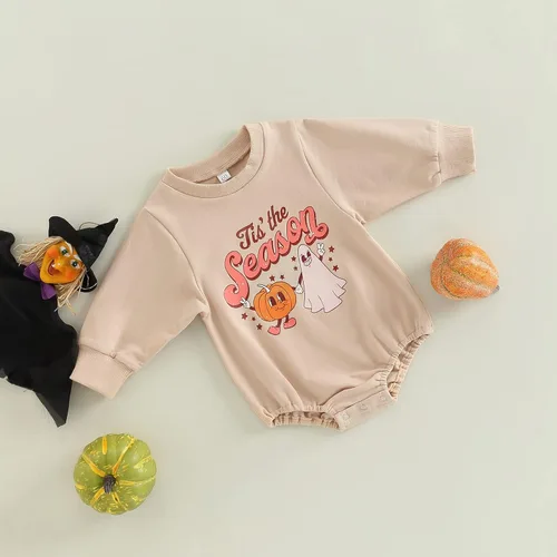 Vista 2 de Sudadera de calabaza para bebé, niña, niño, Halloween, sudadera de gran tamaño, mameluco de burbujas, suéter