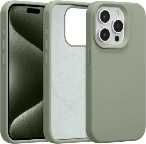 Vista 30 de Funda magnética de silicona para iPhone 13 Pro, color blanco antiguo [Compatible con Magsafe] [Forro de microfibra suave antiarañazos], funda