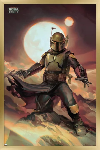Vista 18 de Trends International Star Wars: The Book of Boba Fett - Póster de pared de Boba on Tatooine, 14.725 x 22.375 pulgadas, versión enmarcada de madera