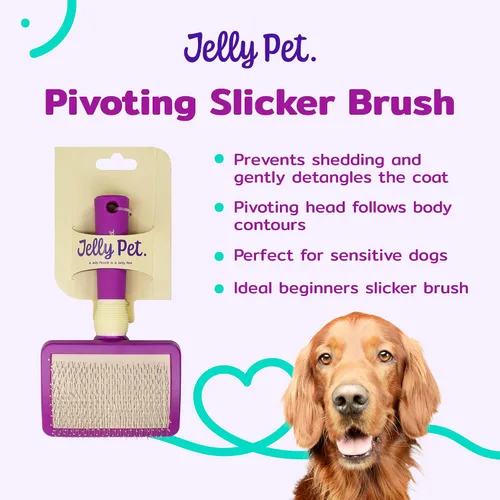 Vista 2 de JELLY PET Cepillo giratorio deslizante, la cabeza del cepillo se mueve, suave pin slicker, protege la piel, evita la irritación, el cepillado sin