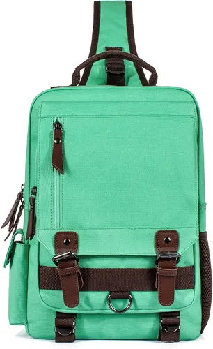 Vista 4 de Leaper - Maleta bandolera de lona, diseño retro, L