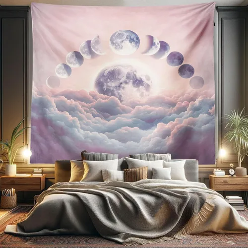 Vista 149 de Ambesonne Tapiz Trippy, vista panorámica de la cascada con bosques de ensueño y mandala oriental psicodélico, decoración de tela para colgar
