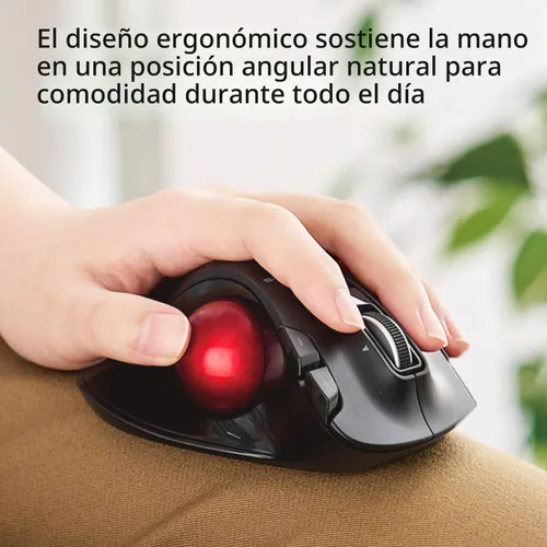 Vista 4 de ELECOM EX-G Ratón de Trackball para zurdos, inalámbrico USB de 2.4 GHz, ergonómico, control de pulgar, bola de rodillo de seguimiento, 6 botones