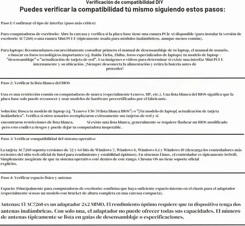 Vista 4 de MQUPIN Tarjeta inalámbrica de doble banda, Intel 7260.HMW de doble banda, adaptador de red AC 7260+Bluetooth 4.0 USO para Intel AC Half Mini Pcie