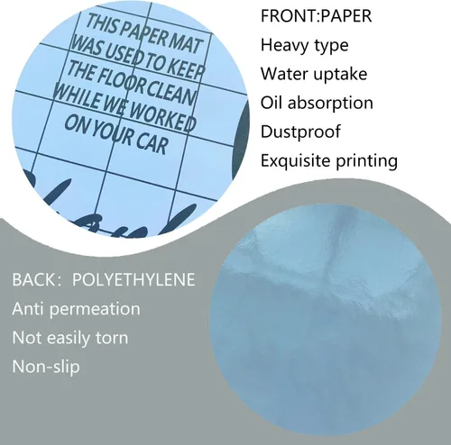 Vista 6 de Alfombrillas de papel blancas para automóvil, 100 almohadillas desechables para vehículos, protector temporal de suelo de automóviles, protector