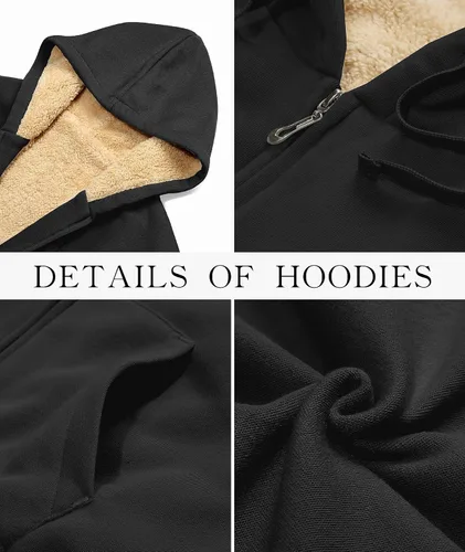 Vista 5 de SWISSWELL Sudaderas con capucha para mujer, forro polar de invierno, con cremallera completa, forro de sherpa grueso