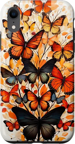 Vista 8 de iPhone 14 mariposa estética naranja mariposas naturaleza acuarela caso