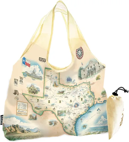 Vista 30 de Xplorer Maps Bolsa con asas – Bolsa de compras reutilizable para comestibles, plegable y lavable de nailon, resistente y compacta