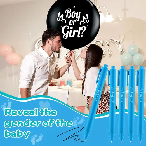 Vista 7 de Mototo 60 bolígrafos para baby shower, regalo de fiesta de bebé, bolígrafo azul retráctil con tinta negra para niños, invitados, profesores