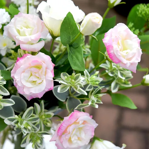 Vista 5 de FiveSeasonStuff Real Touch Lisianthus - Flores artificiales florales de color rosa claro, tallos largos y altos, 1.9 pies, 3 tallos Rosa claro