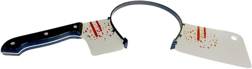 Vista 5 de Cooplay Disfraces de terror, accesorios de juguete de zombi, accesorios para el cabello, bandas para el cabello, hacha decapitada, broma, cosplay