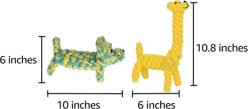 Vista 5 de SunGrow Cuerdas de algodón con nudo de jirafa para cachorros y hurones, artículos masticables tejidos a mano para perros de razas pequeñas