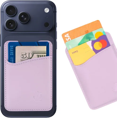 Vista 11 de Wallaroo Premium - Tarjetero adhesivo de cuero para teléfono celular - Para Android e iPhone - Para mujeres y hombres - Resistente con forro