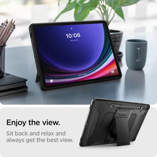 Vista 4 de Spigen Funda rígida protectora para Galaxy Tab S10 Plus (2024), Galaxy Tab S9 Plus (2023), Tough Armor Pro con soporte y soporte para S Pen, 12.4