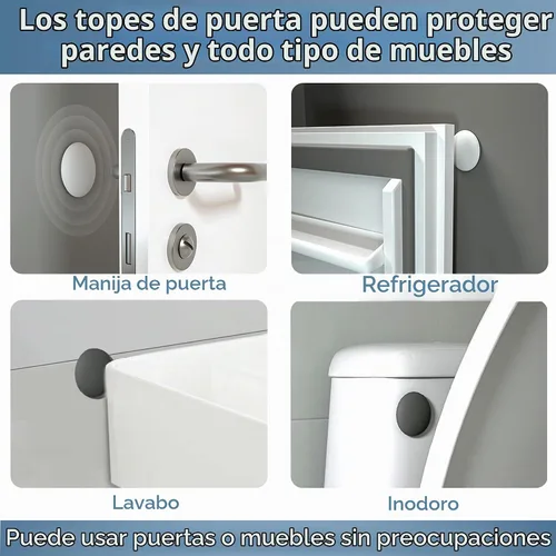 Vista 6 de Topes de Puerta Protector de Pared Protector Amortiguador Pomo de Puerta Parachoques de Manija de Puerta Silenciador Autoadhesivo Almohadilla