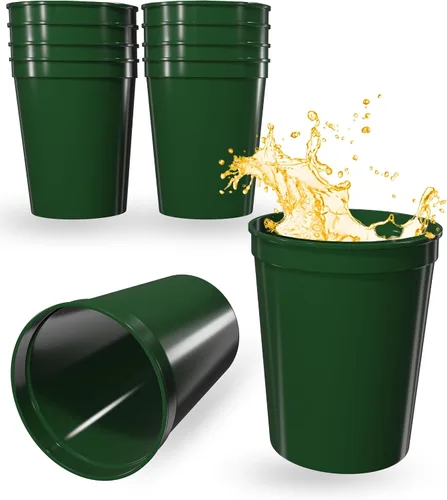 Vista 16 de PartyPrints Paquete de 100 vasos de plástico en blanco reutilizables de 10 a 12 onzas, vasos de estadio a granel, sin BPA, aptos para lavavajillas
