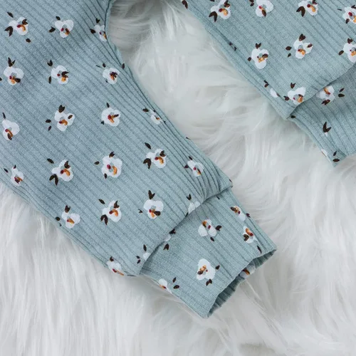 Vista 6 de Ropa para bebé recién nacida, mameluco con volantes, manga larga, floral, traje de otoño con diadema