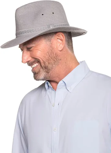Vista 3 de Coolibar Fedora de viaje plegable para hombre UPF 50+ Holden, protector solar (grande, niebla), Niebla