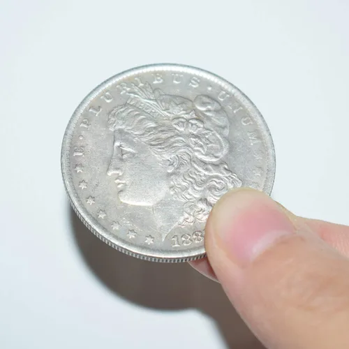 Vista 3 de 10 piezas de acero Morgan Dollar (1.5 in de diámetro) trucos de magia se pueden aspirar accesorios accesorios usados apareciendo/desaparecer monedas