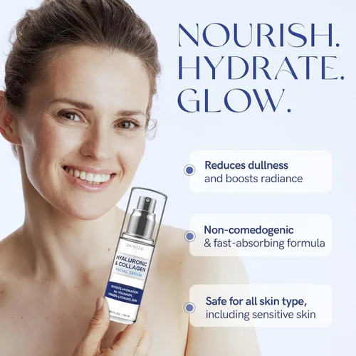 Vista 7 de Skin 2.0 Suero Facial de Ácido Hialurónico y Colágeno - Probado por Dermatólogos, Reafirmante, Hidratante - Antienvejecimiento, Belleza Limpia