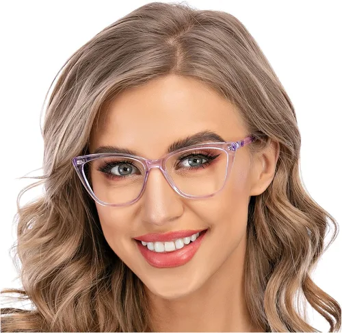 Vista 8 de AQWANO Oversized Blue Light Blocking Reading Glasses Women - Stylish Cat Eye Designer Computer Readers Eyeglasses