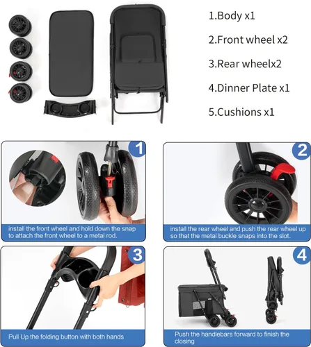 Vista 7 de Cochecito para mascotas Gato Perro Cochecito Viaje Plegable Pet Carriers