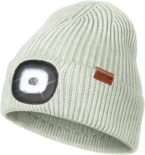 Vista 27 de Gorro LED con la luz, unisex, linterna frontal recargable por USB, gorro de punto de invierno, regalos para hombres, papá, esposo, él Azul Oscuro