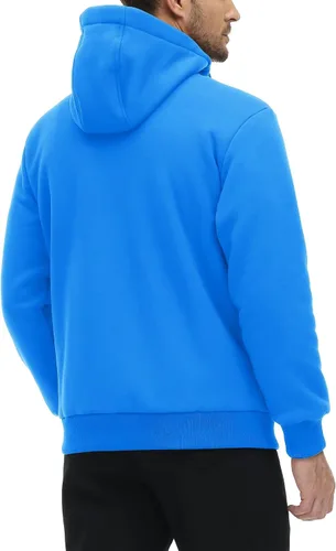 Vista 3 de MAGCOMSEN Chaqueta de forro polar con capucha para hombre, con cremallera completa, cálida, mullida, resistente al viento, abrigos de invierno