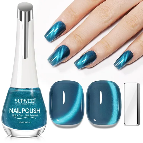 Vista 9 de Esmalte de uñas de ojo de gato con perla de sirena, secado rápido, esmalte de uñas magnético sin gel con imán, esmalte de uñas de ojo de gato