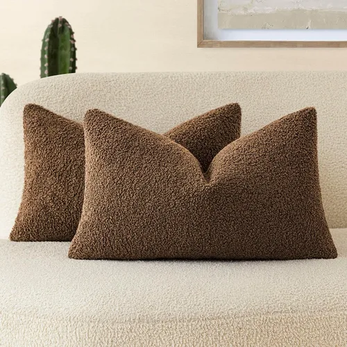 Vista 36 de Foindtower Paquete de 2 fundas de cojín decorativas de pelo sintético rizado, suave y mullida, con cremallera, acogedora funda de almohada