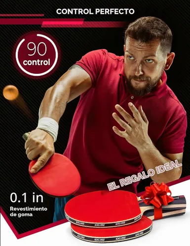 Vista 7 de Professional Ping Pong Paddle with ITTF Rubber and Carrying Case