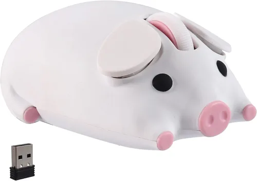 Vista 9 de Ratón inalámbrico Bluetooth con forma de cerdo de animal lindo 2.4G y Bluetooth Ratones de computadora de modo dual con receptor USB, portátil