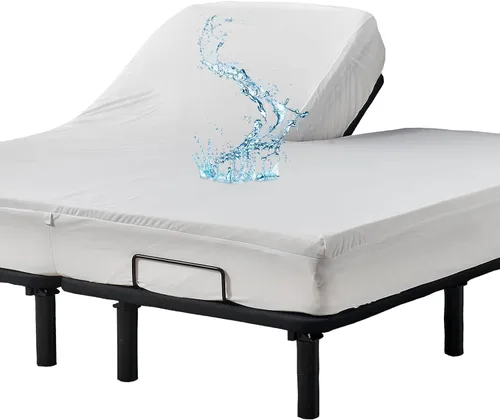 Vista 9 de Kingnex Protector de colchón tamaño individual, impermeable, suave, estilo sábana bajera con falda elástica