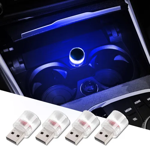 Vista 8 de Lámpara LED USB para interior de coche, luces LED mini USB universales para decoración de coche, luz nocturna LED mini USB enchufable para coches