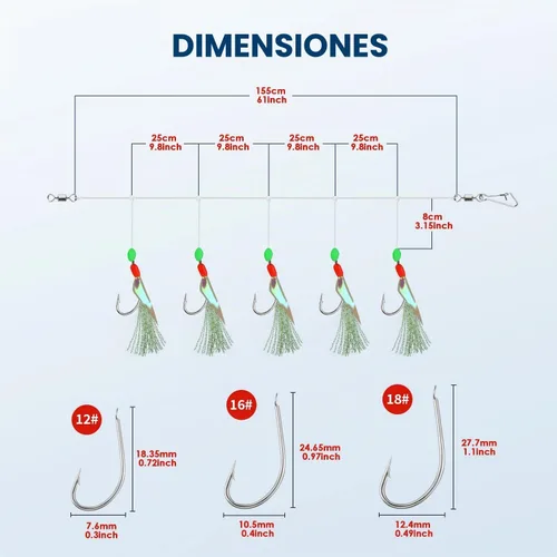 Vista 2 de 10 plataformas de pesca de mar preatadas con cuentas luminosas biónicos para insectos voladores, 10