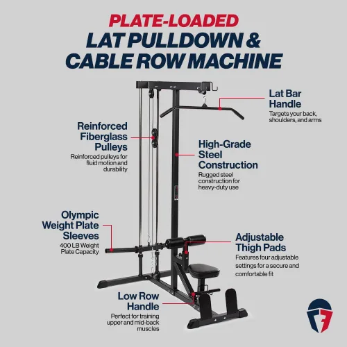 Vista 2 de Titan Fitness Torre LAT con Carga de Placas, Capacidad de 400 LB, Máquina Especializada para la Parte Superior del Cuerpo, Máquina de Cable