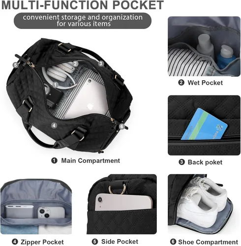 Vista 6 de Bolsa de viaje para gimnasio, bolsa de hombro para mujer, bolsa de hombro para fin de semana