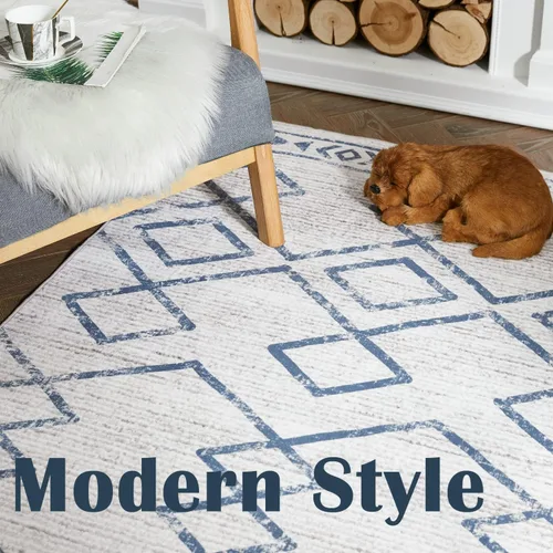 Vista 5 de JINCHAN - Alfombra marroquí de 2 x 3 pies, para entrada - Alfombra lavable a máquina, geométrica moderna, para cocina, suave, de lana sintética