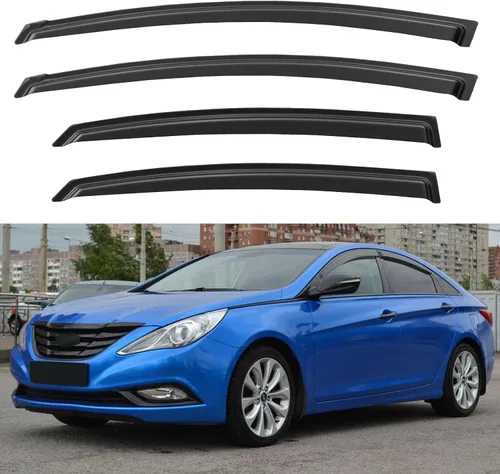 Vista 33 de YQAUTEC - Viseras para ventana, protectores contra la lluvia, compatibles con Subaru WRX 2015-2021, deflectores de viento para ventanas, viseras