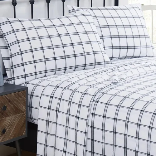 Vista 9 de TRULY SOFT Bristol - Juego de sábanas de franela de algodón múltiple de 3 piezas, diseño a cuadros, para hombres y mujeres, certificado Oeko-TEX